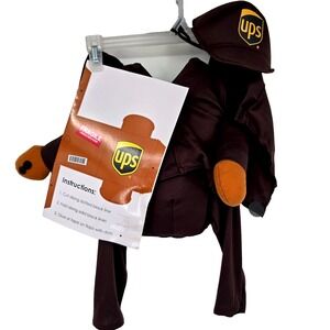 NWOT UPS Puppy Dog Large Halloween Costume Brown Driver Outfit Complete
